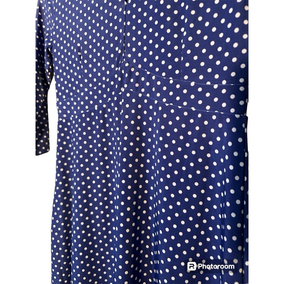 NWT Lindy Bop 'Josie' Classy 40's, 50's style Polka Dot Royal Blue & White Dress - Picture 8 of 10